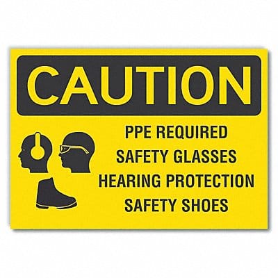 Ppe Caution Rflctv Label 7inx10in