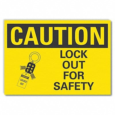Lockout Tagout Caution RflctvLbl 10x14in