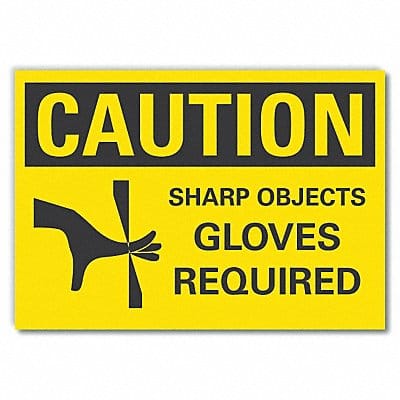 Hand Caution Rflctv Label 5inx7in