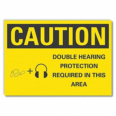 Hearing Caution Rflct Label 3.5inx5in