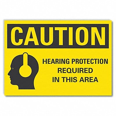 Hearing Caution Rflctv Label 5inx7in