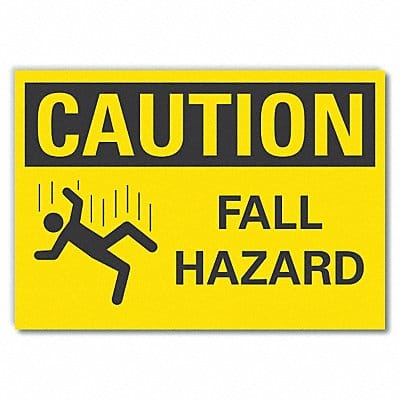 Fall Hazard Caution Rflctv Label 10x14in