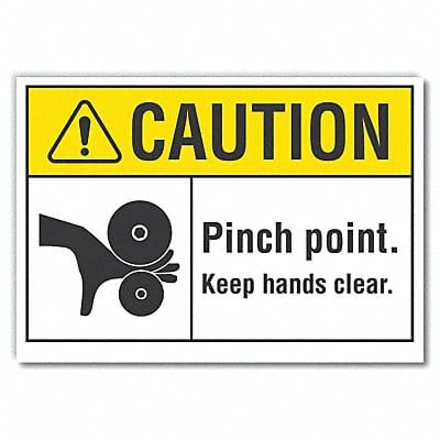 Pinch Point Caution Rflctv Label 10x14in