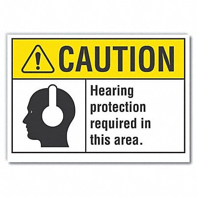 Hearing Caution Rflctv Label 5inx7in