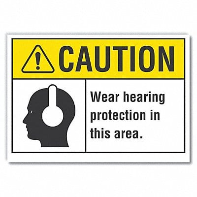 Hearing Caution Rflctv Label 5inx7in