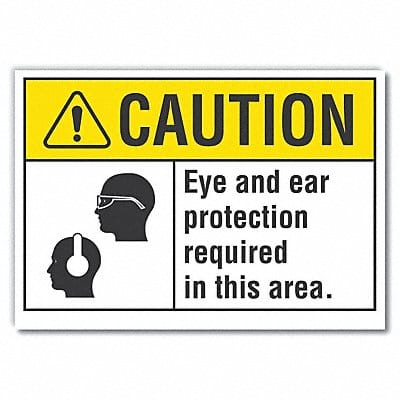 Eye Ear Caution Rflct Label 5inx7in