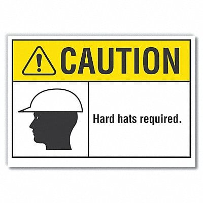 Hard Hat Caution Rflct Label 3.5inx5in