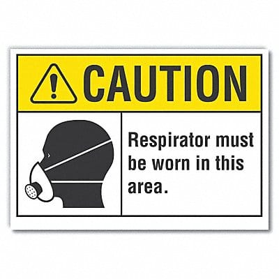 Resprtr Req Caution Rflct Label 5x7in