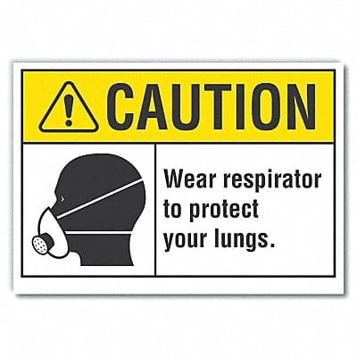 Respirator Required Caut RflctvLbl 5x7in