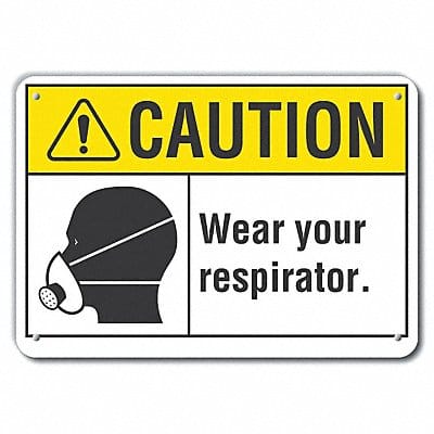 Rflct Respirator Rqrd Caut Sign 10x14in