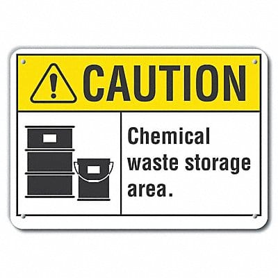 Rflct Chemical Caution Sign 10x14in Alum