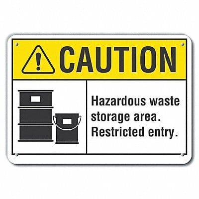 Rflct Hzrdous Waste Caution Sign 7x10in