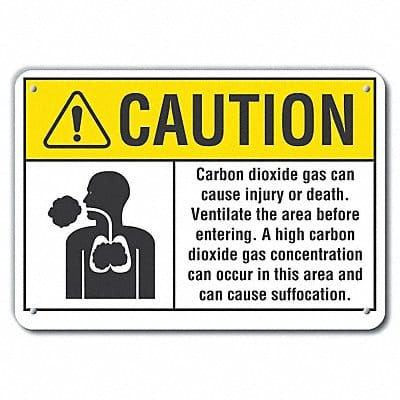 Rflctv Carbon Dioxide Caut Sign 10x14in