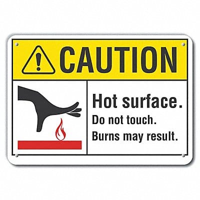 Rflct Hot Surface Caut Sign 10x14in Alum