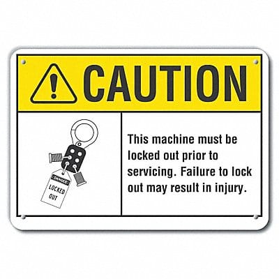 Rflct Lockout Tagout Caut Sign 10x14in