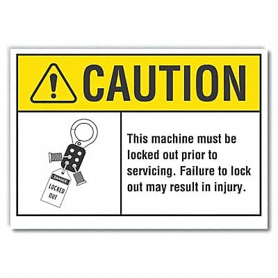 Lockout Tagout Caution RflctvLbl 3.5x5in