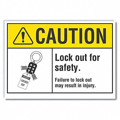Lockout Tagout Caution RflctvLbl 3.5x5in