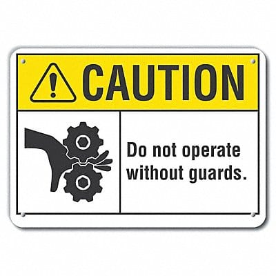 Rflct Machine Guard Caution Sign 10x14in