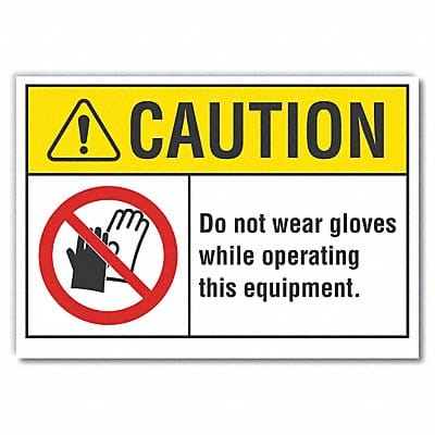 Hand Caution Rflct Label 10inx14in