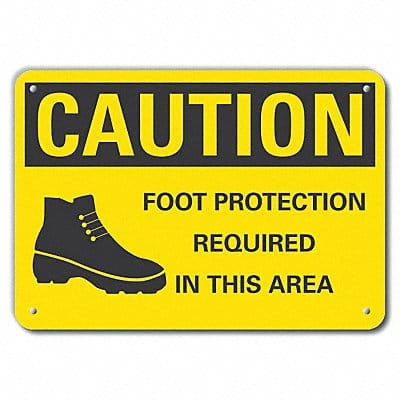 Rflct Foot Caution Sign 10x14in Alum