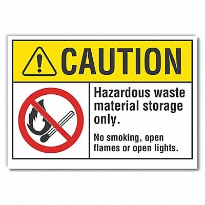 Hzrdous Waste Caution Rflct Lbl 3.5x5in