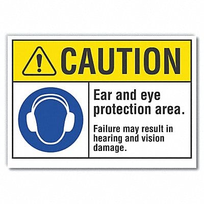 Eye  Ear Caution Rflctv Label 7inx10in