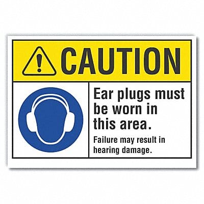 Hearing Caution Rflct Label 5inx7in