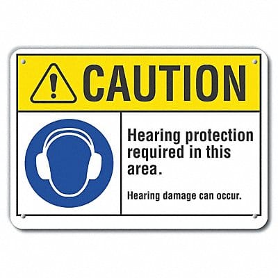Rflctv Hearing Caution Sign 10x14in Alum