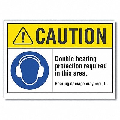 Hearing Caution Rflctv Label 7inx10in