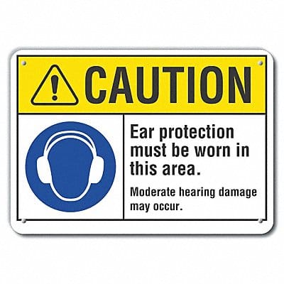 Rflctv Hearing Caution Sign 10x14in Alum