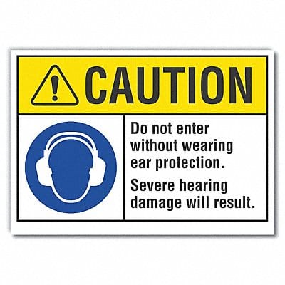 Ear Caution Rflct Label 10 in x 14 in