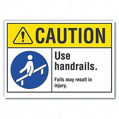 Handrail Caution Rflctv Label 7inx10in