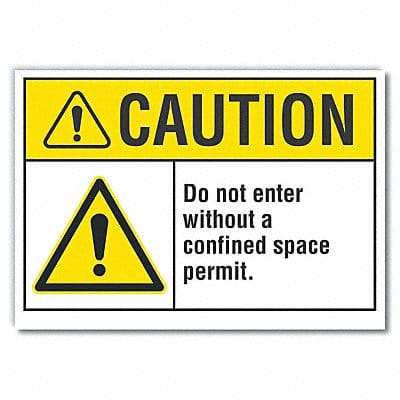 Confined Space Caution Rflctv Lbl 7x10in