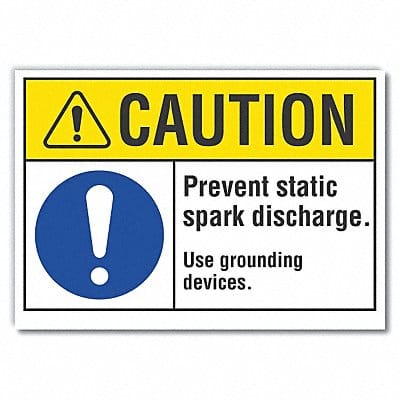 Grounding Caution Rflctv Label 7inx10in