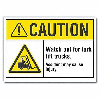 Lift Truck Trfc Caution RflctvLbl 5x7in