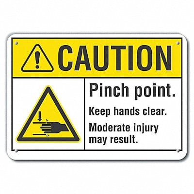Rflct Pinch Point Caution Sign 7x10in
