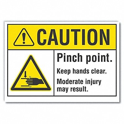 Pinch Point Caution Rflct Lbl 7inx10in