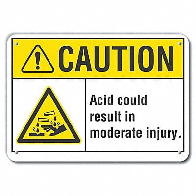Rflct Acid Caution Sign 7x10in Aluminum
