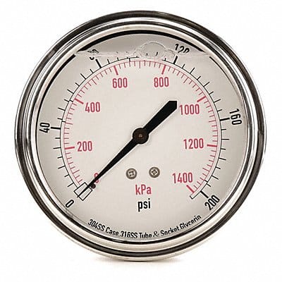 D1369 Pressure Gauge Liquid Filled 3-1/2 In D1369 Pressure Gauge Liquid Filled 3-1/2 In