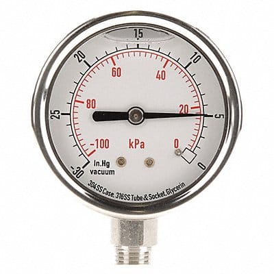 D1364 Vacuum Gauge Liquid Filled 2-1/2 In