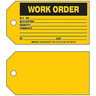 Work Ord Tag 3 x 5-3/4 In Bk/Yel PK100