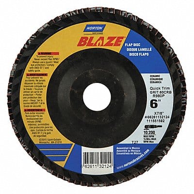 J5403 Fiber Disc 6 in Dia 7/8in Arbor 60 Grit
