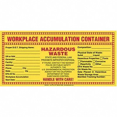 California Waste Label PVCF PK100