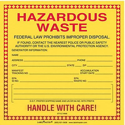 Standard Waste Label 6 x6 PK100