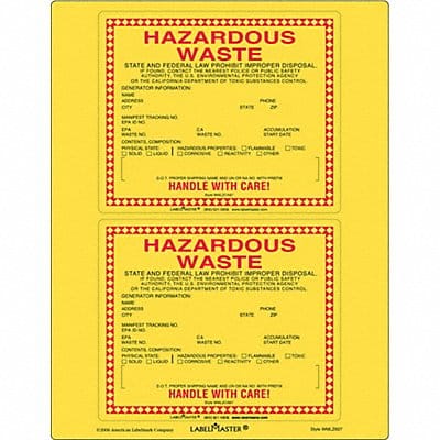 California Waste Label Paper 6 x5 PK25