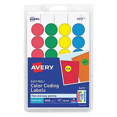 Label 0.75 Round Assorted PK1008 Label 0.75 Round Assorted PK1008