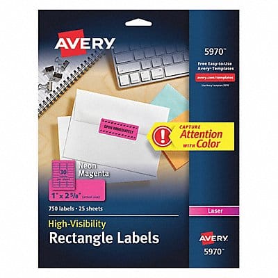 Magenta Laser Labels 1x2-5/8 PK750