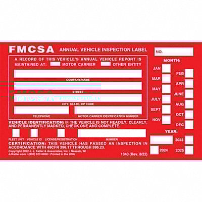 Vehicle Inspection Decal Aluminum PK10