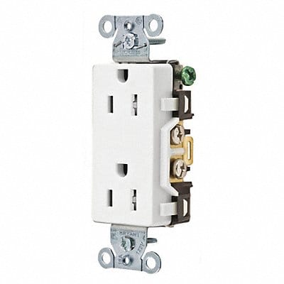 Receptacle White 15A Tamper Resist Nylon