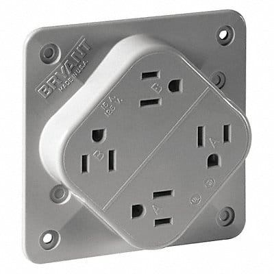Receptacle Gray 15 A 2P3W Back Side 1PK